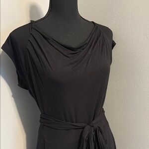 CAbi Black Midi Dress with Belt